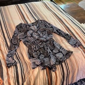 Paisley Romper with Deep V Neckline